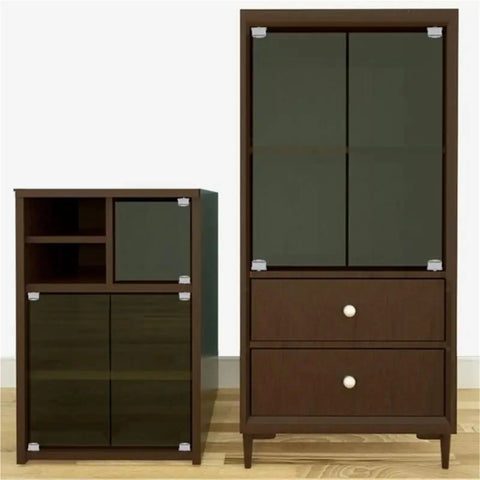 Set of 2 Frameless Glass Cabinet Door Hinges for Bathrooms on wooden glass door cabinets, clamp style, smooth operation