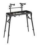 Portable Dual Laptop Stand With Adjustable Height And 2 Tier DJ Workstation Keyboard Holder Piano Rack Mount Platform