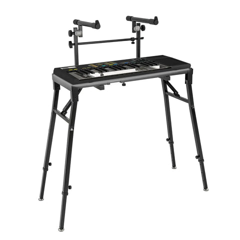Portable Dual Laptop Stand With Adjustable Height And 2 Tier DJ Workstation Keyboard Holder Piano Rack Mount Platform