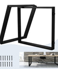 Heavy Duty Steel Table Legs Set Of Two, black metal frame at 28 inches tall for desks and DIY projects with screws included.
