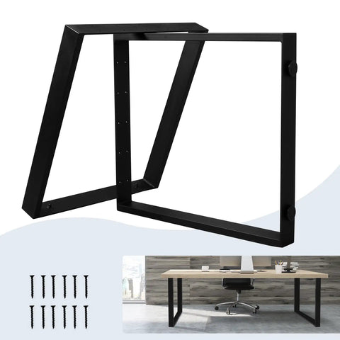 Heavy Duty Steel Table Legs Set Of Two, black metal frame at 28 inches tall for desks and DIY projects with screws included.