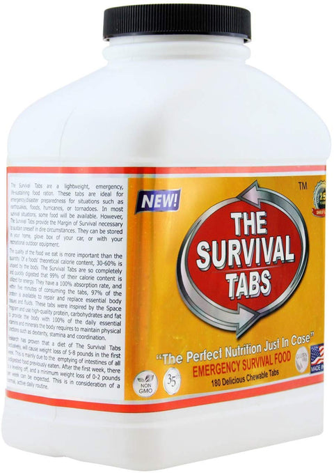 180 Tabs Emergency Food Supply, 15 Day Survival Meals, Gluten Free Non GMO MRE, vanilla flavor bottle, 25 year shelf life