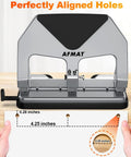 Heavy-Duty 3 Hole Punch For Binders, 50-Sheet Capacity with stainless steel paper guide for perfectly aligned 9-32 inch holes.
