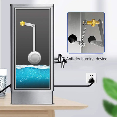 Heavy Duty 40 Liter Stainless Steel Water Boiler With Automatic Refill And Dry Fire Shield showing clear level gauge and anti-dry burning device.