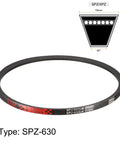 SPZ-630 Drive V Belt Neoprene Rubber Transmission Belt 630mm Pitch Girth 10mm Wide 8mm Thick 40 Degree Angle Heavy Duty Oil and Water Resistant for Industrial Power Transmission Systems, black belt with 10mm 8mm profile