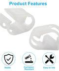 Pack Of 5 Plastic 1/8 To 1/4 Inch Tubing Hose Clamps For No-Fuss Adjustable Flow Control In The Lab, white laboratory clamps with icons