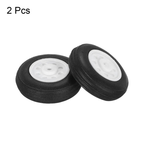 Two Pack 1 Inch Outer Diameter RC Airplane Wheels Set for DIY Model Planes, Lightweight PU Sponge Tire Tail Wheel