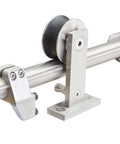 Heavy Duty Stainless Steel Sliding Barn Door Hardware Kit With 6.6ft Track For A Single Door Indoor Outdoor Rail System Delivers Smooth Operation Built To Last Modern Home Upgrade For Style And Function - close-up of industrial-grade stainless steel components on 6.6ft track.