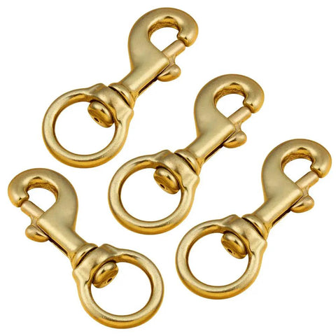 Heavy Duty Solid Brass Swivel Bolt Snap Hooks With Seven Eighths Inch Eye And Three And A Quarter Inch Length Built To Last Single Ended Clips