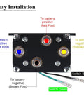 Beefy 12V 250A Winch Relay Solenoid Contactor Thumb Switch Kit wiring diagram with labeled posts for easy installation
