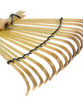 Close-up of the Solid Bamboo Garden Rake for Sandboxes and Landscaping showing bamboo tines and natural light color.