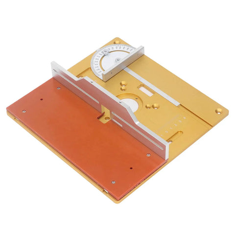 Rock Solid Trimming Router Lift Plate With Sweet Engraved Scale Built Like A Tank Anodized Aluminum detail view with engraved scale.