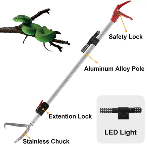 86 Inch Telescopic Snake Catcher Pole With Gripper Tongs Long Reach Snake Grabber Tool For Safe Handling Of Snakes Durable Lightweight Hook Kit For Outdoor Work And Rattlesnake Safety