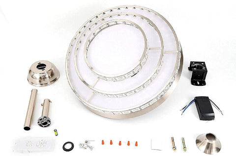 Dope Modern K9 Crystal Ceiling Fan With Lights And Remote parts, LED chandelier components, retractable blades, installation kit