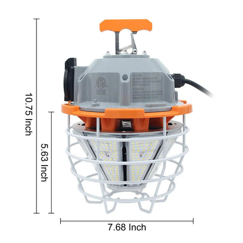 150W LED Work Light Portable Hanging Lamp Daylight 5000K 25000 LM Waterproof Jobsite Lighting With Stainless Steel Guard