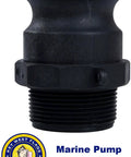 One And A Half Inch Marine Pumpout Adapter With NPT Threads For Holding Tanks, Polypropylene Camlock Coupling, Male To Male NPT