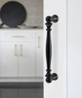 10 Pack 5 Inch Matte Black Cabinet Handles Zinc Alloy Drawer Pulls Solid Kitchen Hardware On White Cabinet Door