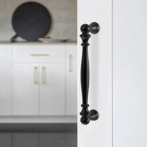 10 Pack 5 Inch Matte Black Cabinet Handles Zinc Alloy Drawer Pulls Solid Kitchen Hardware On White Cabinet Door