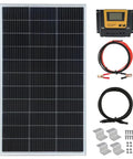 Beefy 150 Watt 12 Volt Solar Panel Kit With 20 Amp Charge Controller, cables, brackets for RVs, boats, trailers, and campers off grid system