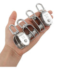 14 Piece M20 Rope Pulley Set In Stainless Steel With Crane Swivel Hooks Double Roller Pulleys 360 Degree Rotation Rust Proof And Weather Resistant Construction For Heavy Duty Hoisting, hand-held