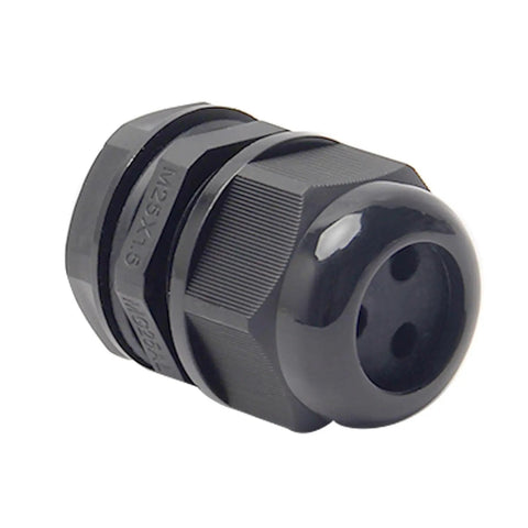 M25 Three Hole Waterproof Nylon Cable Gland With Adjustable Locknut For Two To Five Millimeter Wire Diameter Sealed Outdoor Enclosure Entry