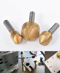 KATUR 3-piece gold titanium-plated HSS chamfering end mill cutter set with 1/4 in shanks for woodworking