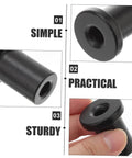 Close-up of Barn Door Track Hardware Kit With Carbon Steel Pulleys And Spacers, DIY Friendly Install, showing black spacers and stoppers