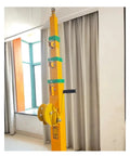 Heavy Duty 9 Meter Manual Winch Telescopic Mast With A Sturdy 70kg Load Rating For Off Grid Satellite Antennas and Remote Comms Arrays, yellow frame with hand crank.