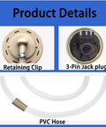 Washer Pressure Switch And Water Level Sensor Replacement For Samsung And LG Washers with retaining clip, 3-pin jack plug, and PVC hose.