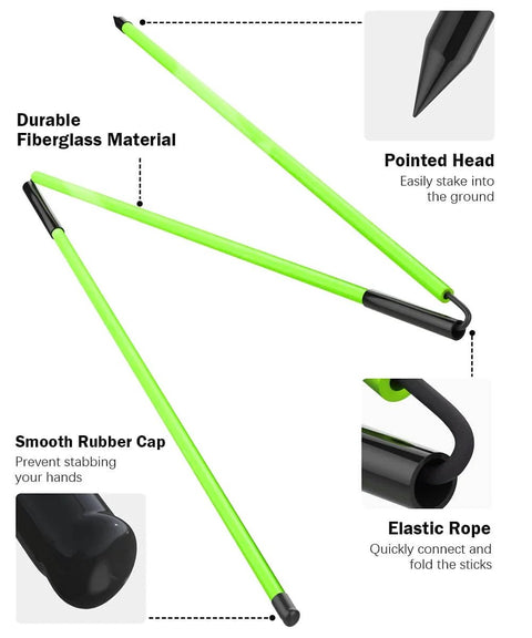 Golf Alignment Sticks 2 Pack, 48 Inch Swing Trainer for Practice and Putting with durable fiberglass and elastic rope.