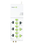 Front view of the Beefy 12 Outlet Surge Protector Power Strip With 4320 Joules, coax and RJ11 protection, showing outlets and LED indicators.