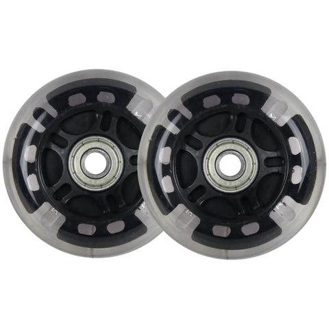 64mm LED Inline Luggage Wheels With Bearings Two Pack For Skate Ripstik Style Suitcases Self Powered Lit Up Wheels No Batteries Required Durable Black