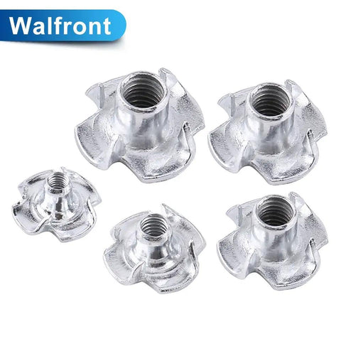 Durable Carbon Steel T Nuts 90pcs Four Pronged Inserts For Easy Wood Furniture Installation Rust Resistant Zinc Plated