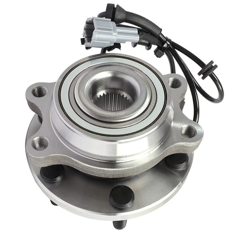 Front Wheel Bearing And Hub Assembly With Wheel Speed Sensor For 2005 To 2015 Frontier, Pathfinder And Xterra 6 Lug 4x4 Trucks Pre Greased And Sealed For Plug And Play Fit, Rigid QA Tested, ISO Certified Quality