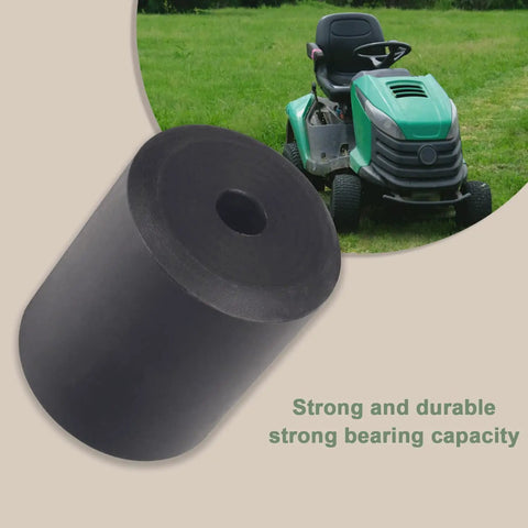 Two Pack Heavy Duty Lawn Mower Deck Wheel Rollers Caster Replacement shown with a lawn mower in the background.
