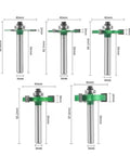 Green Z3 8mm Bearing Slot Router Bit With Three Carbide Teeth for Fast Cutting And Smooth Edging On Drawer Slides And Hardware Profiles with dimensions.