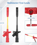 27 Piece Multimeter Test Leads Probes Kit With Big And Small Alligator Clips, shown with specifications.