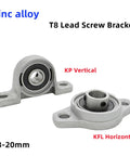 Thinking Process: zinc alloy T8 lead screw bracket, 8-20mm, vertical and horizontal pillow block bearing mount