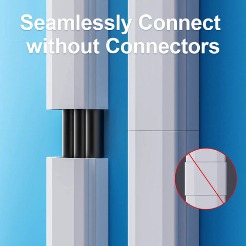 TV Cord Hider 42 Inch Cord Cover showing seamless connection without connectors, white, large cable management solution.