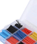 Cool Heat Shrink Tube Kit With 560 Durable Cross-Linked Polyolefin Sleeves For Flame Retardant Wire Insulation And Cable Protection Perfect For Diy Electrical Repairs And Home Upgrades, assorted tubes in organizer box