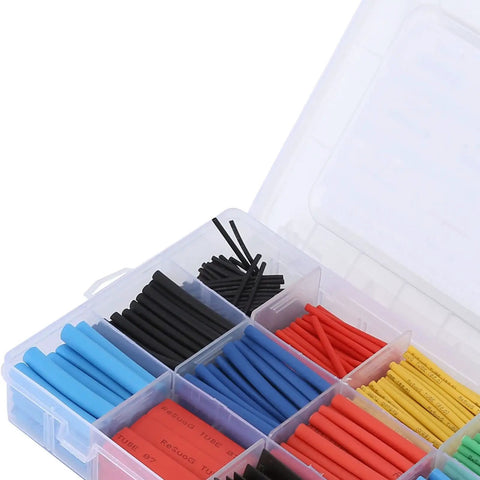 Cool Heat Shrink Tube Kit With 560 Durable Cross-Linked Polyolefin Sleeves For Flame Retardant Wire Insulation And Cable Protection Perfect For Diy Electrical Repairs And Home Upgrades, assorted tubes in organizer box