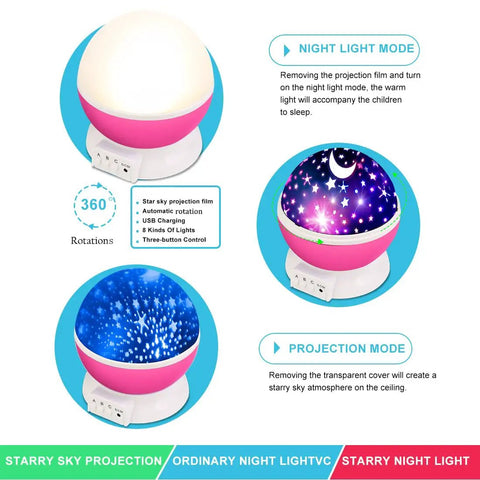 Star Projector Night Light For Kids Pink Bedroom Decor Rotating Starry Sky Moon Projection Night Light Gift For Girls Ages 1 To 14 Cozy