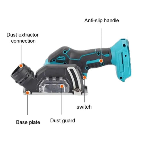 Compact Cordless Mini Angle Grinder With Three Inch Cut Off Disc For Kick Serious Metal And Wood Tasks Featuring Battery Powered Portability and detailed parts.