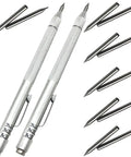 Top Shelf Tungsten Carbide Scriber Set With Embedded Magnet And Twelve Spare Tips for detailed etching tools and replacements.
