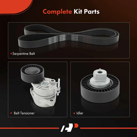 Engine Serpentine Belt Drive Kit For BMW Cars Bolt On Replacement complete kit with belt, tensioner, and idler