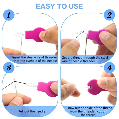Step-by-step guide using All In One Sewing Needle Threader Kit 19 In 1 With Handy Storage Case Includes Gourd Shaped And Thumb Shaped Threaders
