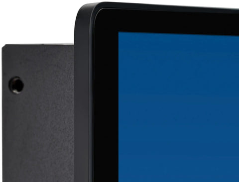 Close-up of Built Different Open Frame Monitor featuring 30 Point PCAP Touch Screen with edge-to-edge glass for kiosks.