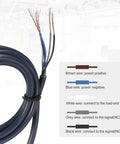Go To Diffuse Reflection Photoelectric Sensor For Industrial Automation 12 To 240V DC Or 24 To 240V AC Five Line Detection Range 100 To 300mm NPN PNP NC And NO With Mounting Bracket wiring cable with color code labels