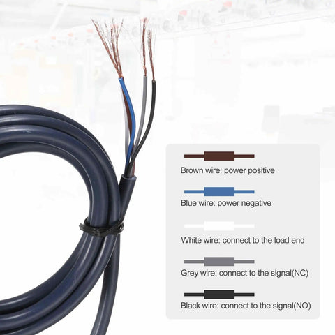 Go To Diffuse Reflection Photoelectric Sensor For Industrial Automation 12 To 240V DC Or 24 To 240V AC Five Line Detection Range 100 To 300mm NPN PNP NC And NO With Mounting Bracket wiring cable with color code labels