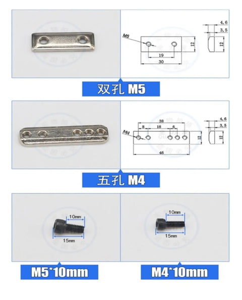 Built Different Industrial Robot Fixture Fixing Block L Shaped Bracket With M4 Five Hole Nuts Heavy Duty Suction Cup Seat Pneumatic Hardware Kit 5 Pieces showing M4 and M5 components.